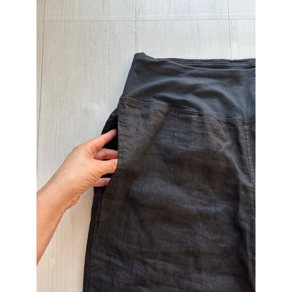 Luna Luz Women's Large Black Linen Blend Wide-Leg Pants With Elastic Waistband - Picture 4 of 13